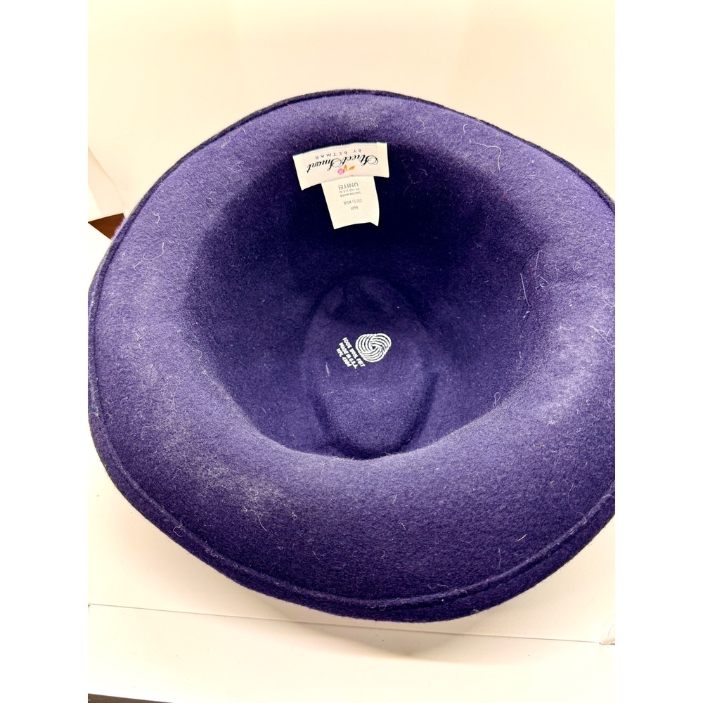 Street Smart by Betmar Blue Wool Felt Fedora Hat Vintage Union Made USA Bow - Picture 6 of 8